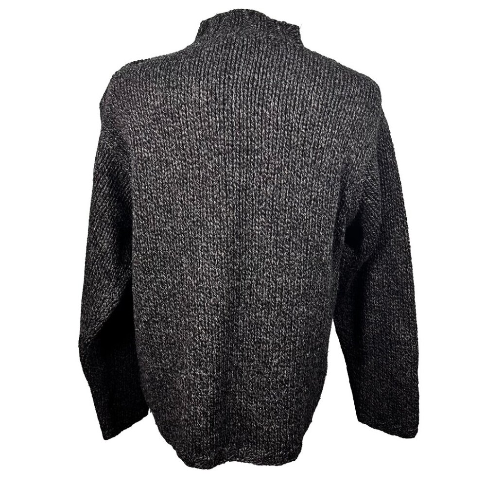 Timberland Nordic Snowflake Wool Sweater Men L Gray Handknit Mock Neck Y2K - Picture 4 of 7
